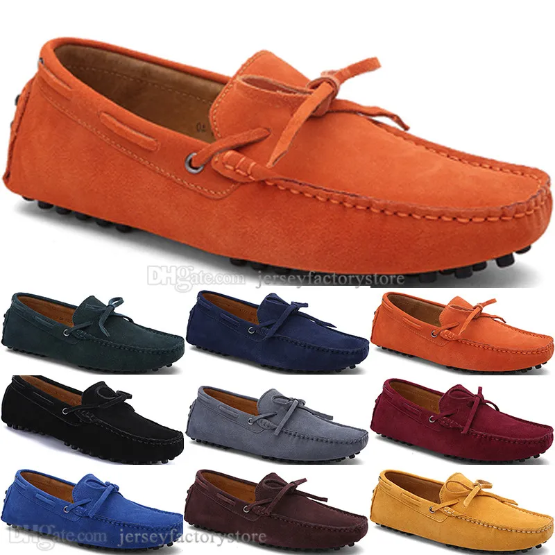 2028 nieuwe mode heren casual schoenen lederen britse stijl lente paar echt erwten scrub mannen rijden luie man overschoenen buiten comfortabel ademend zwart geel