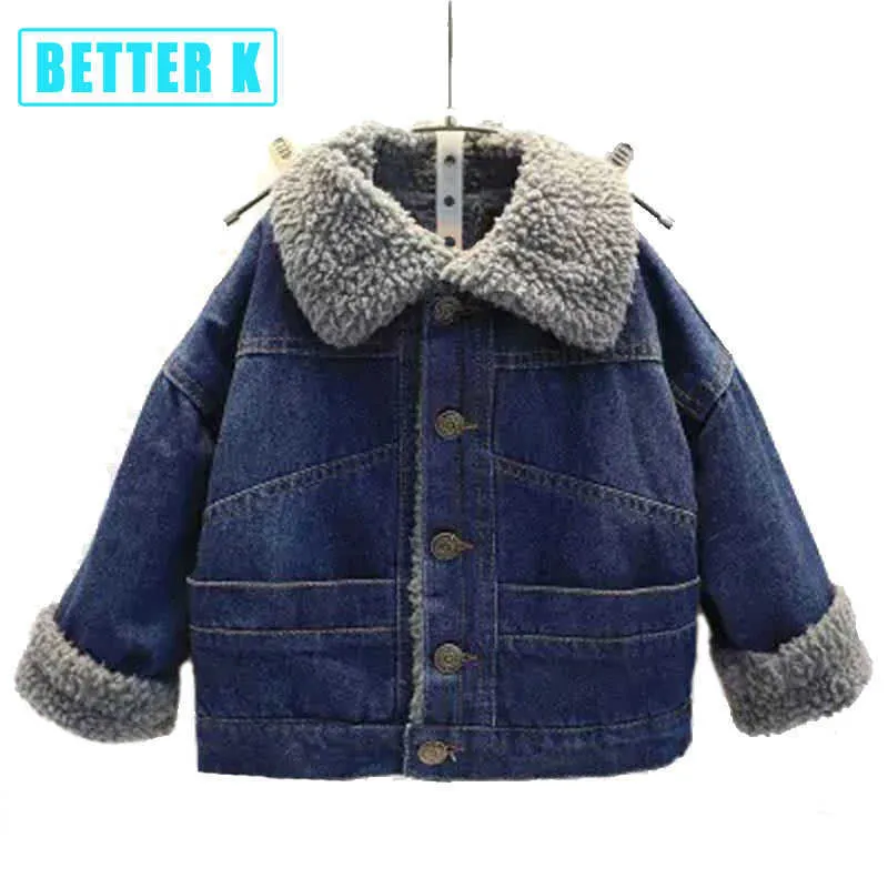 Filles Garçons Manteau Haut Automne Hiver Chaud Enfants Veste Survêtement Enfants Vêtements Bébé Fille Hiver Veste Manteau Jean Denim Vestes H0909