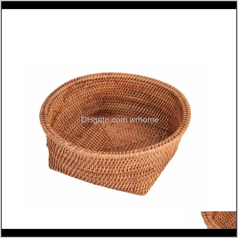 wicker rattan basket hand woven bread tray fruit vegetable bowl candy serving desk countertop storage bottles & jars