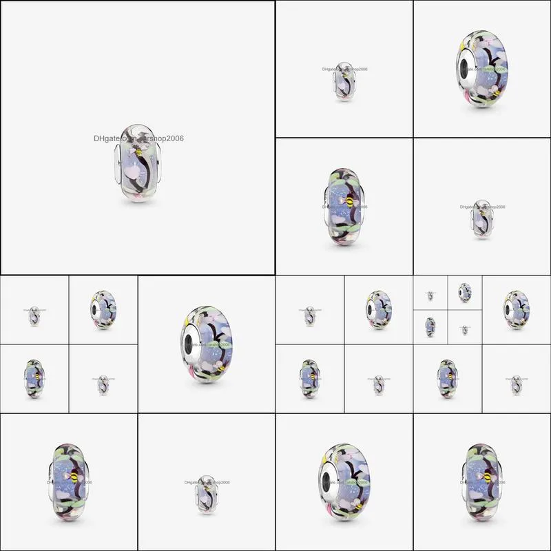 New Arrival 925 Sterling Silver Enchanted Garden Murano Glass Beads Charm Fit Original European Charm Bracelet Fashion Jewelry