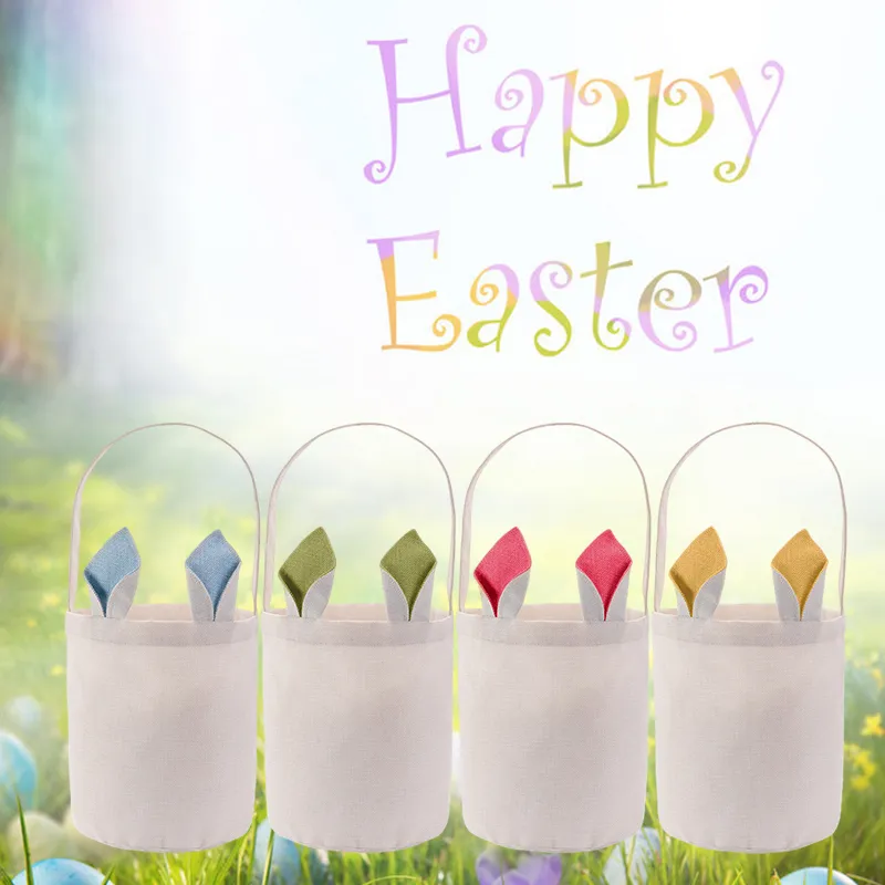 Easter Bunny Ear Bucket Party Sublimation Basket Festival Gift Storage Bag Polyester Heat Transfer Coating Totebag 4 Styles