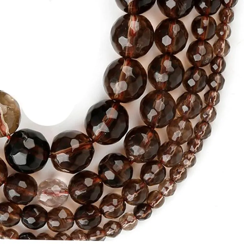 Andere 4-14mm Natürliche facettierte Rauchquarzs Perlen für Schmuckherstellung 15 '' DIY Halskette Armbänder Frauen Schmuck Geschenk