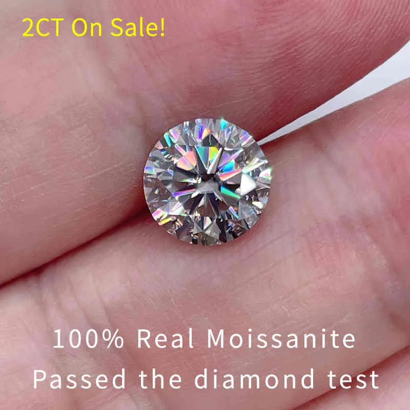 Mona Fine Jewelry Moissanite 2CT 8MM Real Color D VVS1 3EX Cut