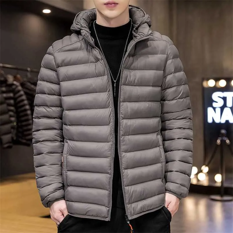 Saz Men s Down Jacket Ultra Light Hooded Down Jacket Men Windbreaker Feather Jackets Man Lightweight Portable Warm Coat 211110