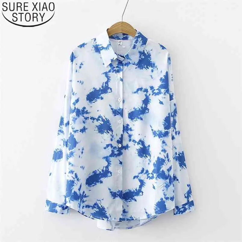 Mode Chemises à manches longues Vintage Dames Tops Printemps Harajuku Chemise Femmes Imprimer Blouse Lâche Coréen Casual Blusas 12421 210506