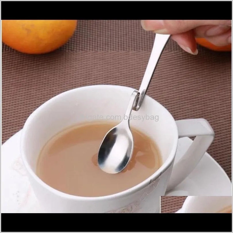 new style bent spoon creative straight hanging spoon stainless steel dessert coffee stirring spoons coffee & tea tools fast shipping