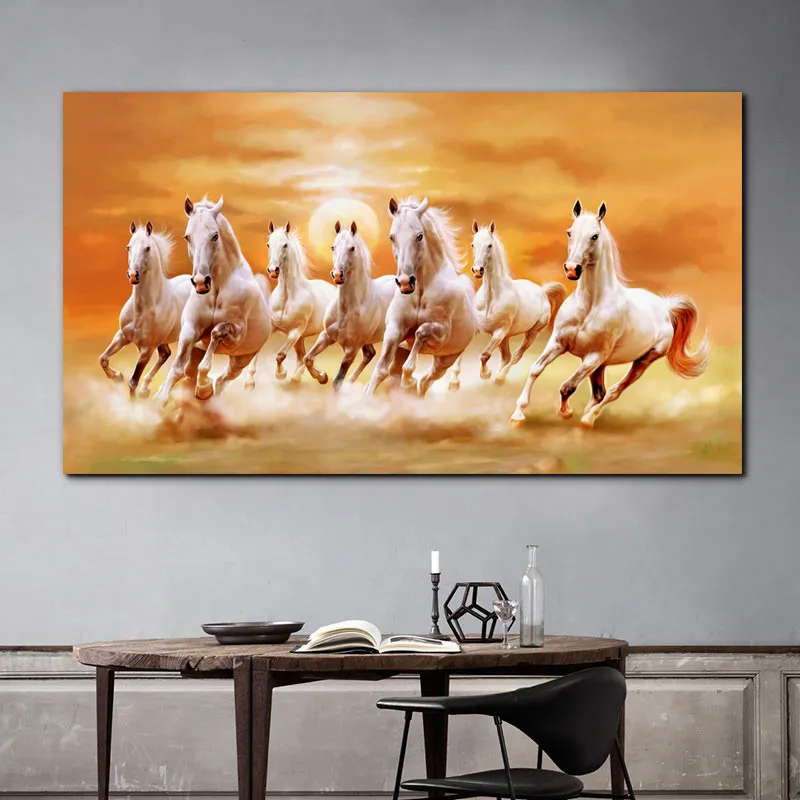 Galloping Horses Canvas Wall Art - Modern Animal Prints, Living Room ...