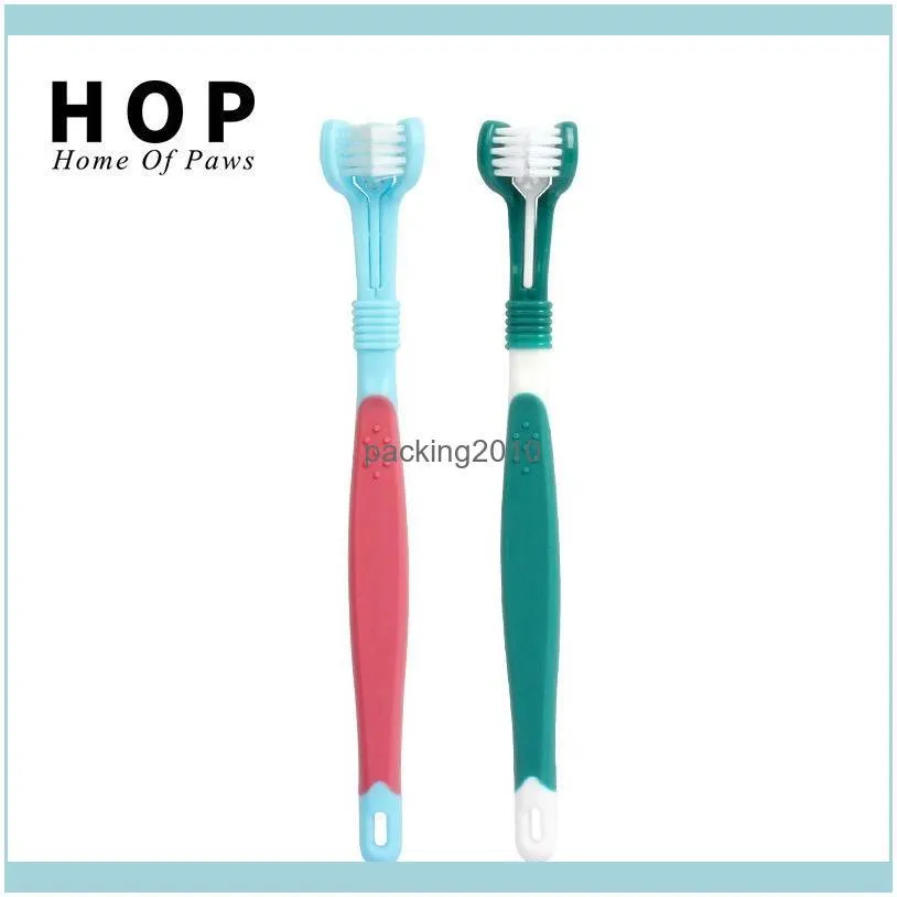Three Sided Pet Toothbrush Beauty Tools Addition Bad Breath Tartar Teeth Dental Care Dog Cat Tooth Cleaning Mouth Brush 4936 Q2