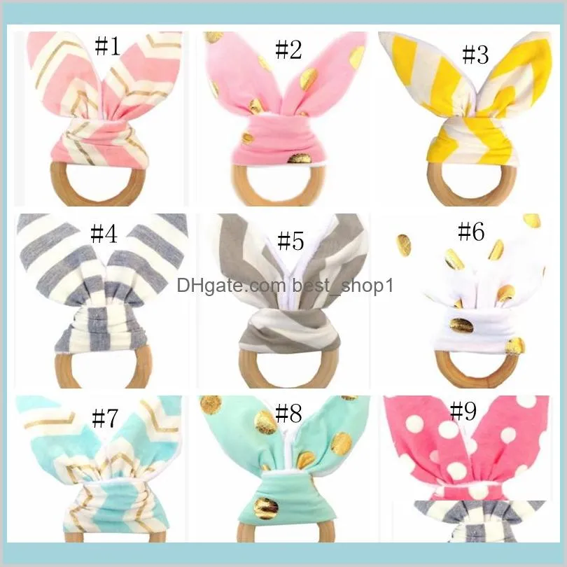 bunny ear teether wooden teething ring