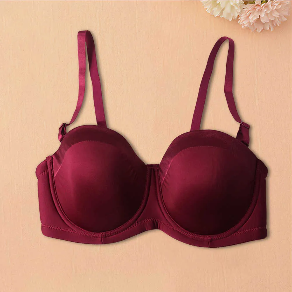 Strapless Bras for Big Busted Women Pushup Invisible Seamless Bra Wireless  Convertible Bandeau Bralette Lingerie Tops (Color : Natural, Size 