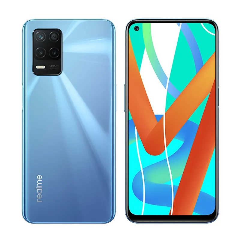 Original RealMe V13 5G Téléphone mobile 8GB RAM 12GB RAM 128GB 256GB ROM MTK Dimension 700 OCTA CORE Android 6.5 "Plein écran 48.0mp Visage ID DigitalPrint 5000mah Smart CellPhone