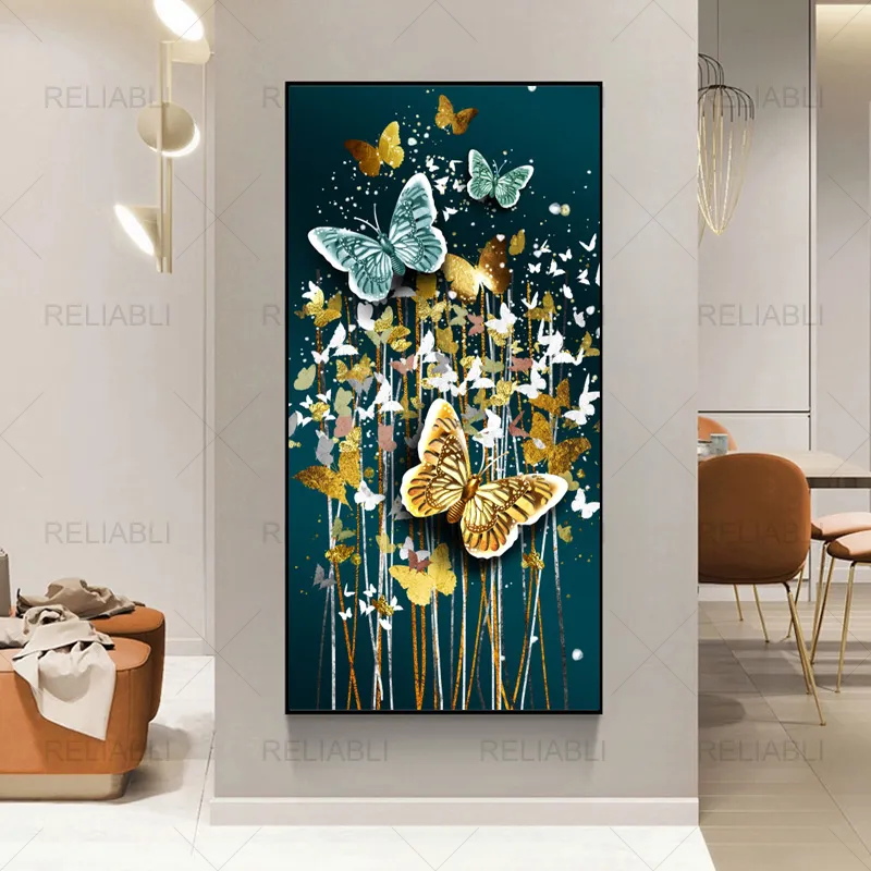 Abstract Golden Butterfly Wall Art: Modern Canvas Prints