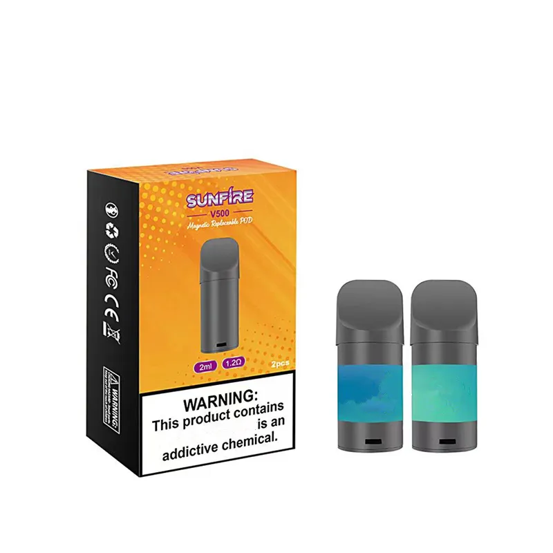 Originele Sunfire V500 Disposable E-sigaretten met 2ml Pefuled Pods 500mAh oplaadbare batterijcake XL Aokit Glow Stick