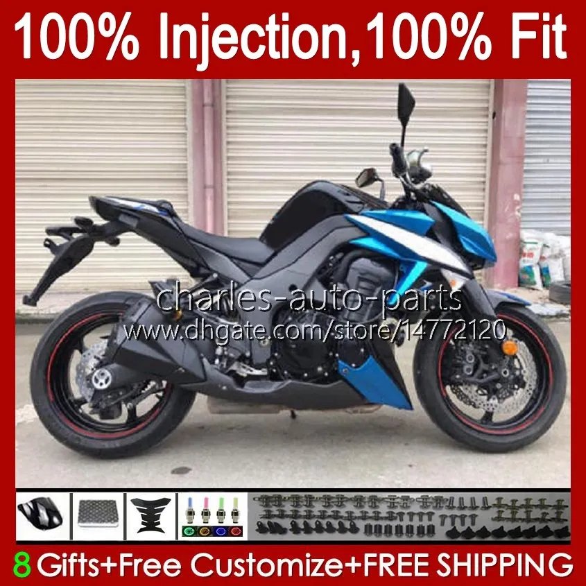 Carénages de moulage par injection pour KAWASAKI NINJA Z-1000 Z 1000 R 2010-2013 Ans Bodys 15No.4 Z-1000R Z1000 10 11 12 13 Z1000R 2010 2011 2012 2013 OEM Carrosserie métal bleu blk