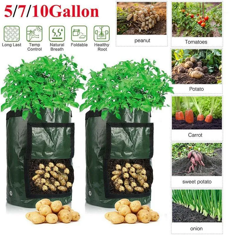 Planterare krukor Vegetabiliska växt Växtväska Trädgårdstillbehör PE Cloth 1pcs DIY Potatisplanter förtjockad krukplantningsbehållare