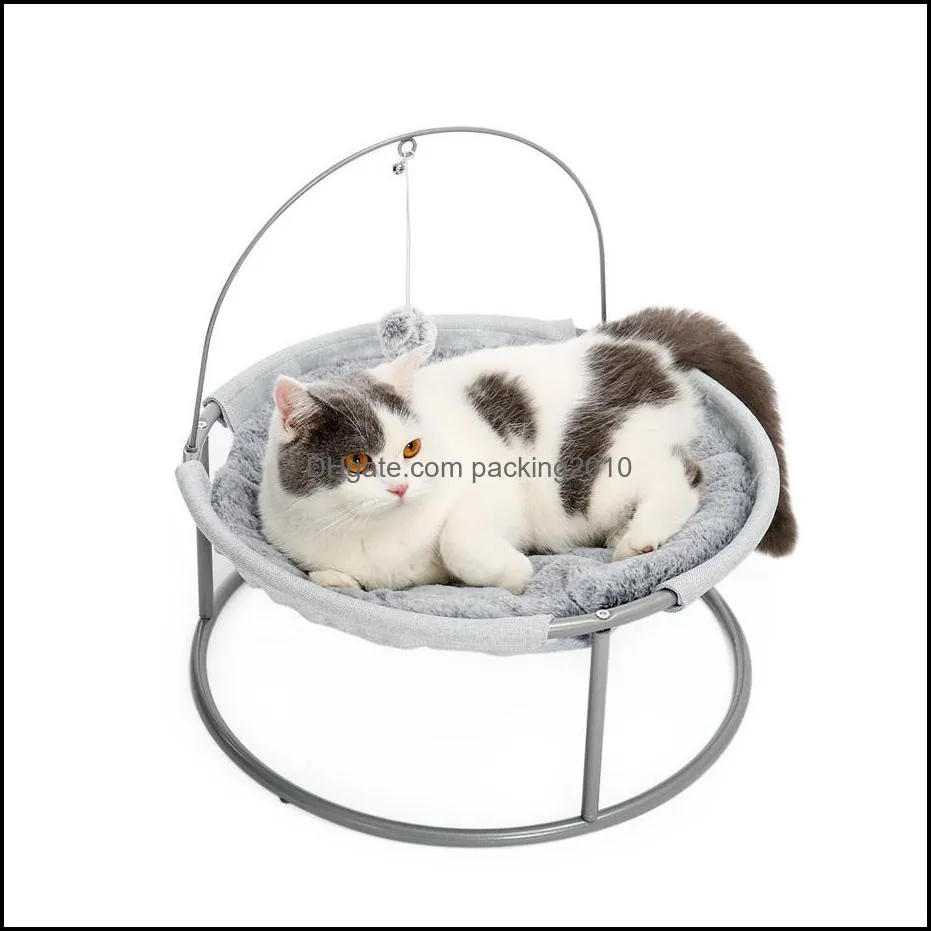 US Stock Cat Bed Soft Plush Cat Hammock with Dangling Ball for Cats, Small Dogs Gray Home Decora25 a09