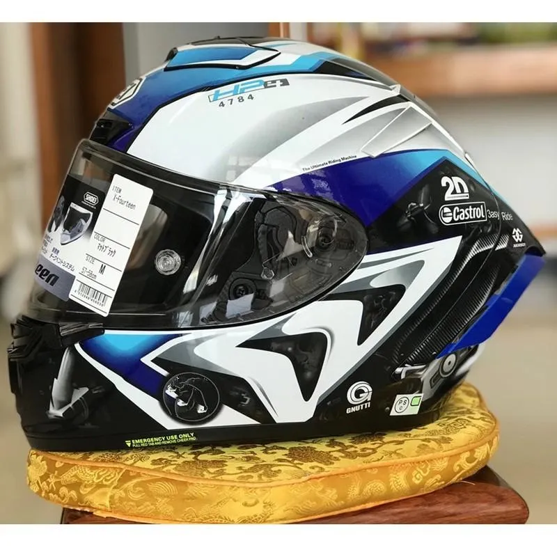 Motosiklet Kaskları Shoei X14 Kask X-Fourteen R1 60. Yıldönümü Baskı Beyaz Mavi Tam Yüz Yarışı Casco De Motocicle245K