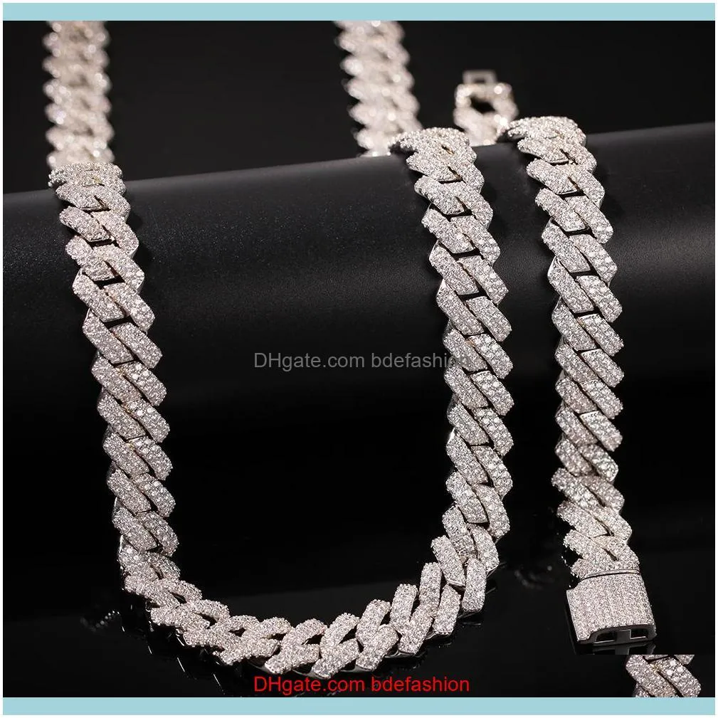 14mm Cuban Chain Micro Pave Cubic Zircon Luxury Bling Bling Full Iced Out Hip hop Jewelry