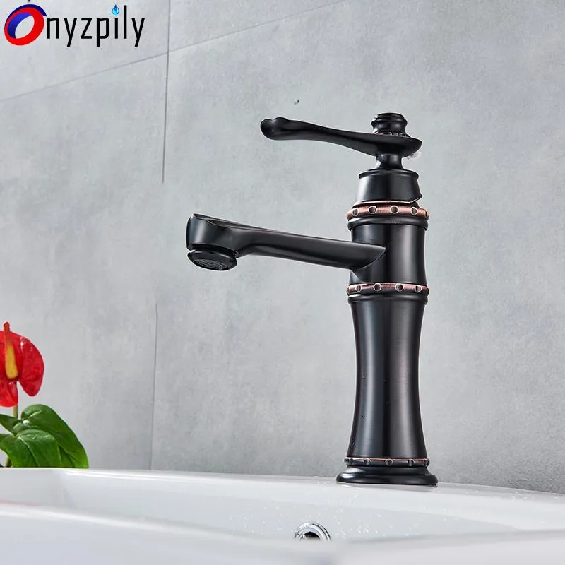 Badrum Sink Kranar Olja Rubbed Bronze Faucet Cold Water Basin Mixer Tap Single Handle Deck Mount Torneira