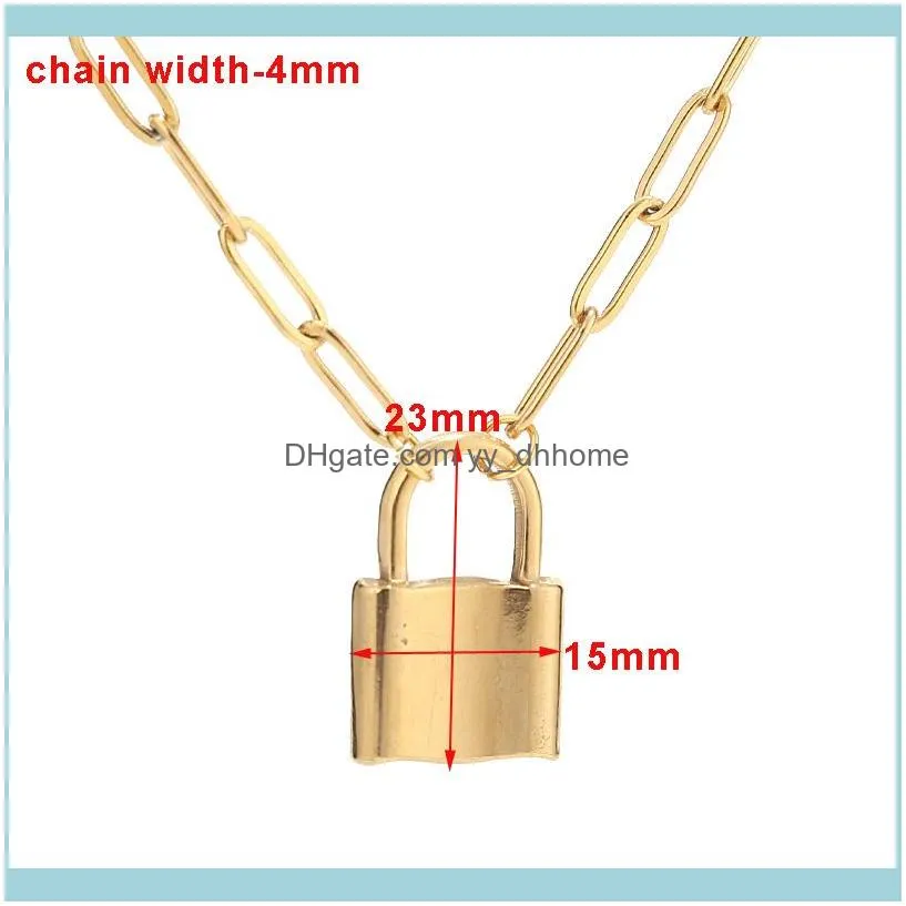 Chains Stainless Steel Punk Padlock Pendant Necklaces Brand Link Chain Rock Hiphop Key Lock Gift For Man Women