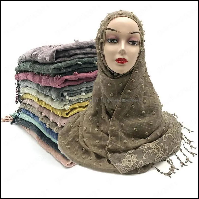 Hijabs, Schals, Wickel, Hüte, Handschuhe, modische Accessoires, beflockter Blasen-Baumwollschal für muslimische Frauen, einfarbig, atmungsaktiv, islamisches Kopftuch