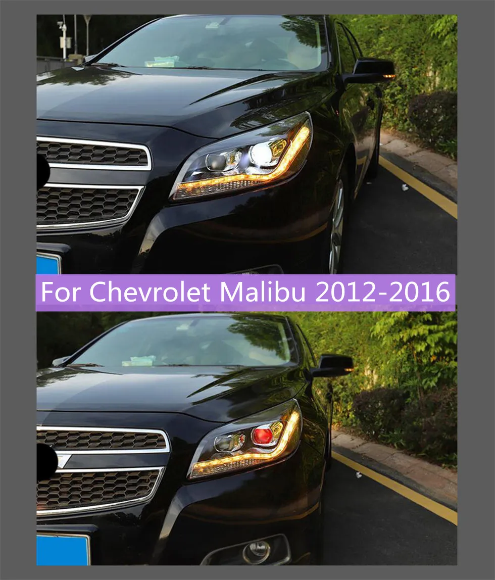 Bilstrålkastare för Chevrolet Malibu 2012-16 DRL Turn Signal Brake Head Lamp LED Daytime Reversing Fog Lights