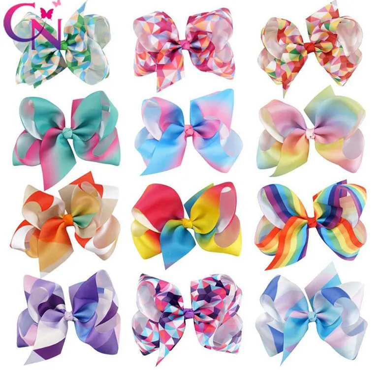 Rainbow Kids Bow Hair Pin 5 Inch Rib Babyharen Accessoire Tiara Mode Kinderen Haarband Fabrieksvoorziening