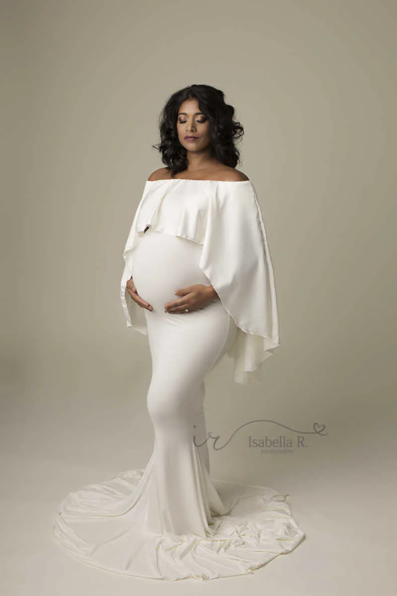 Long Shawl Maternity Dresses For Photo Shoot Maxi Gown Fancy Pregnancy Dress Elegence Pregnant Women Clothes Photography Props (2)