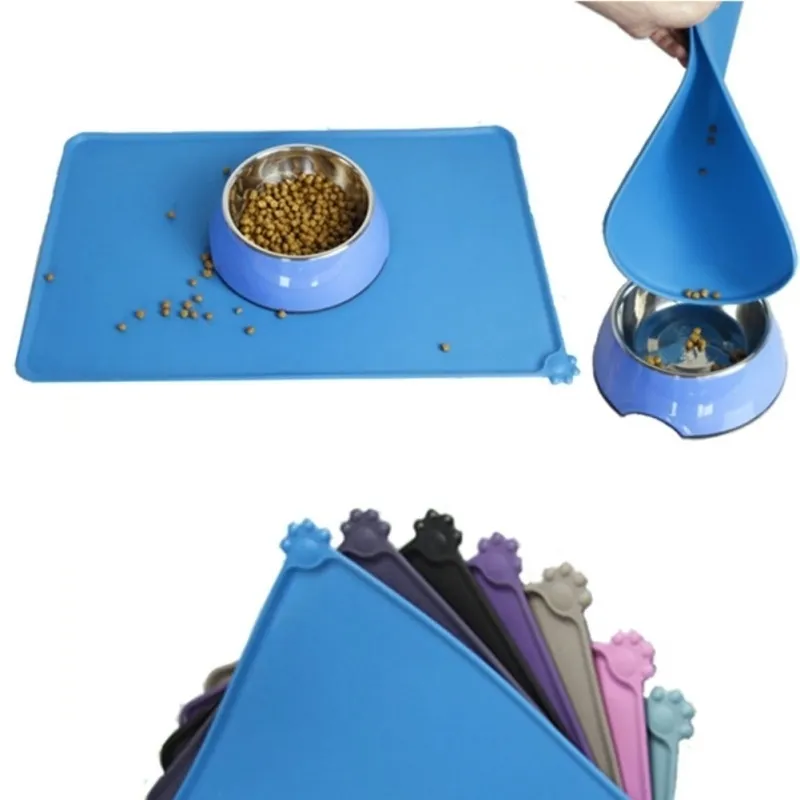 유용한 애완 동물 용품 강아지 개 고양이 먹이 귀여운 매트 쿠션 침대 먹이 물 음식 그릇 접시 실리콘 식탁보 Y200922