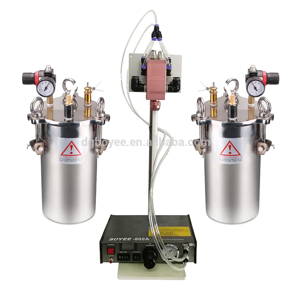 High Viscosity A + B Polyurethane Mixing Dispenser Large Flow Resin Potting Machine glue dispenser With 3L plastic storage bucket