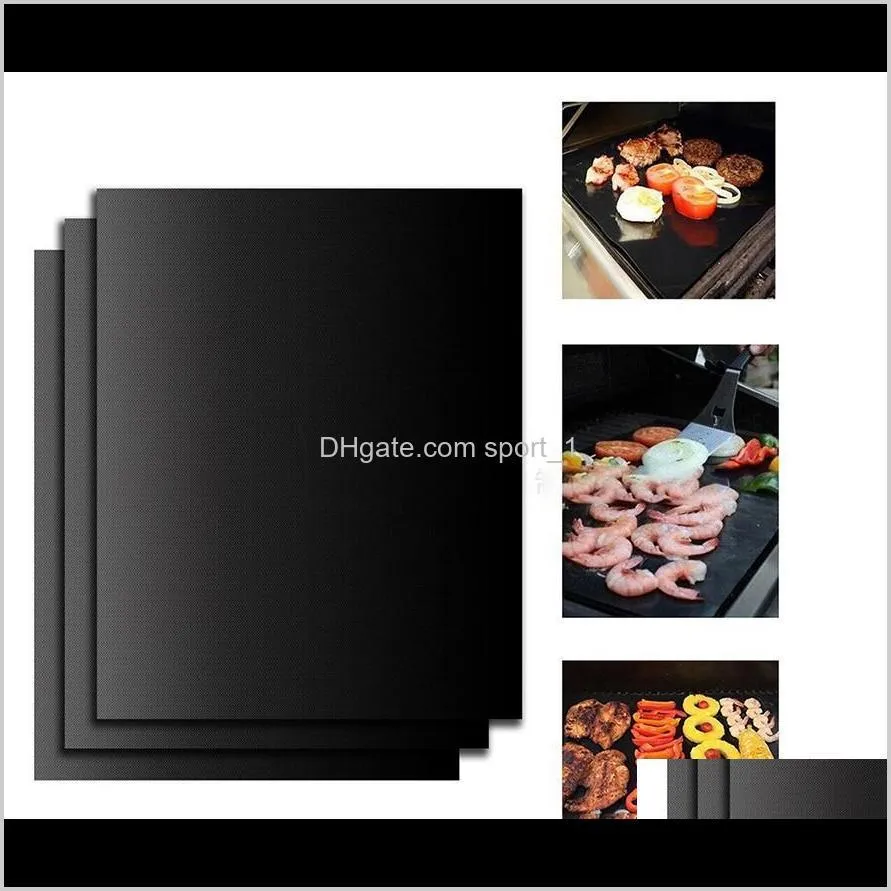 bbq grill mat portable non-stick and reusable make grilling easy 33*40cm black oven hotplate mats barbecue tool eea86