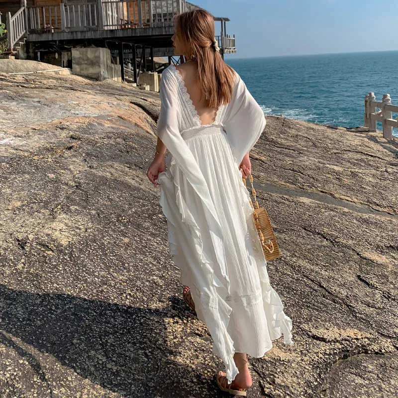 white christmas dresses Maxi Dress - Boho Dress - Sundress - Lace Dress main image 1