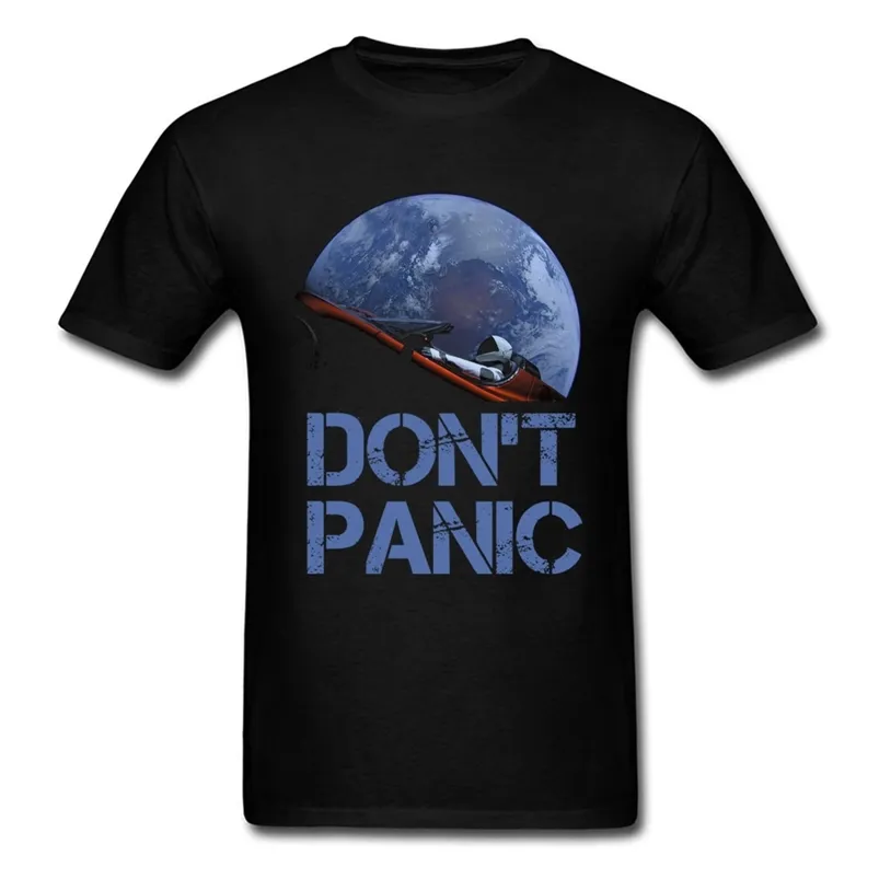 Новинка занимает Земля Земля SpaceX Starman T Рубашка Человек 100% Хлопок Elon Musk Space X Футболка Летняя Камиссета Мужская футболка Не паникует 210706