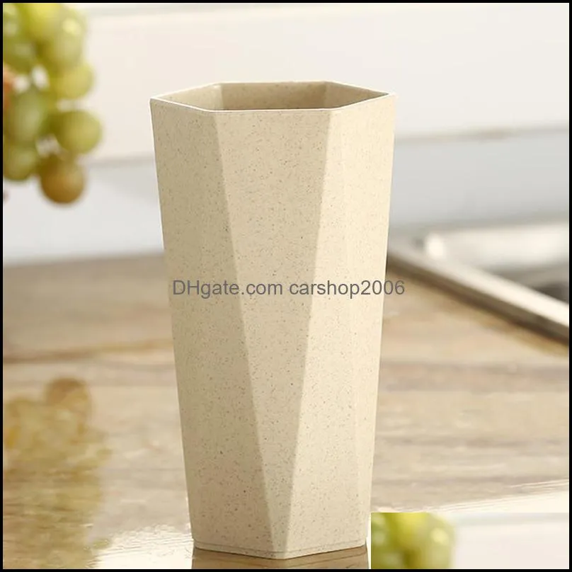 kitchen accessories Simple Design Wheat Straw Geometric Brushing Cup Diamond Shape Food Grade Mug Cup Breakfast Coffee Milk Wheat Cup