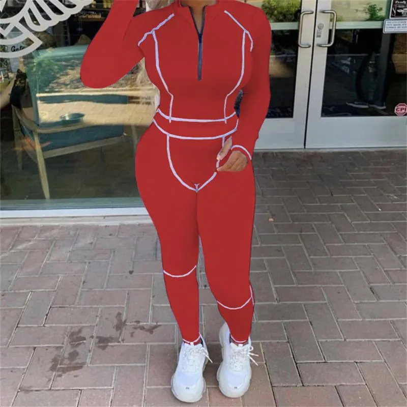 Sexy Ribbed Two Piece Set For Women Zipper Long Sleeve Top And High Waist  Glass Marking Pencil Patchwork Tracksuit From Hhepinggee, $23.18