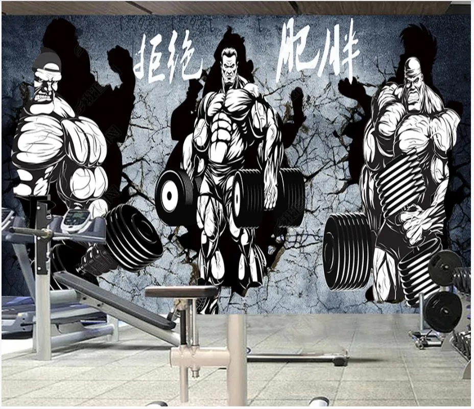 Custom 3D Gym Wallpaper Mural Modern Brick Wall Design for Sports Clubs,  Home Gym Decor, Durable Wall Covering