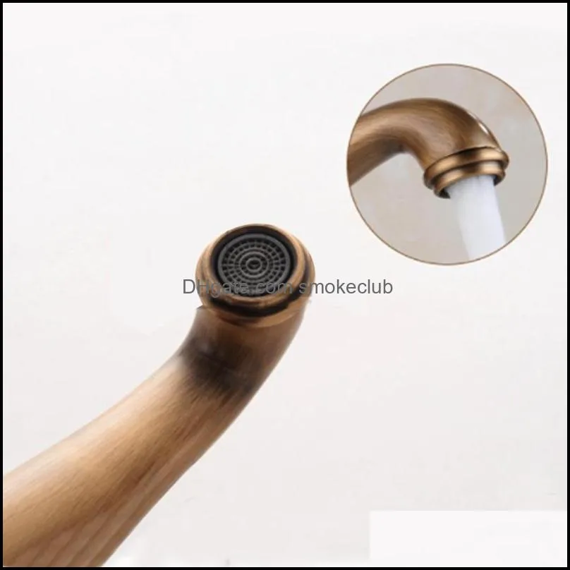 Bathroom Sink Faucets Faucet Antique Bronze Finish Brass Basin Solid Single Handle Water Mixer Taps Fixture