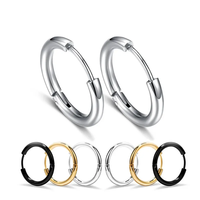 Titanium Stainless Steel Mens Circular Hoop Earring