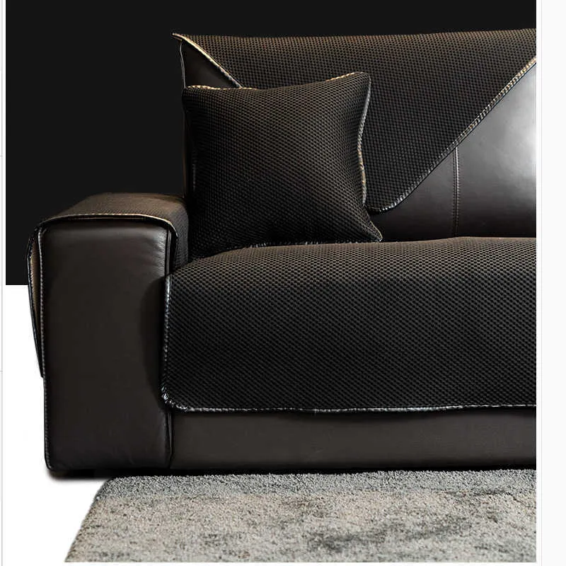 Solid soffa täcker vardagsrum hem kontor soffa handduk icke-glid mode ventilation speciellt kostym för läder objekt 210723