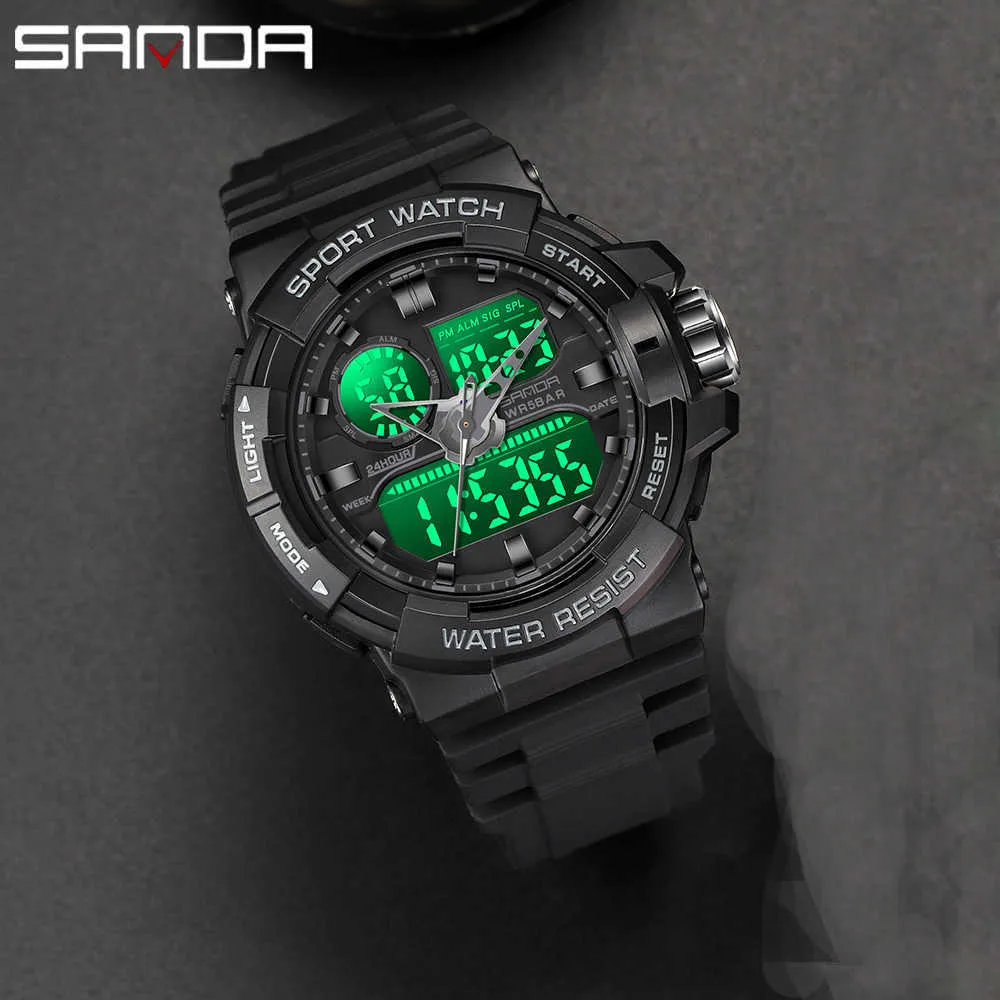 Sanda Mäns Militär Klockor LED Märke Lyx Vattentät Sport Armbandsur Mode Quartz Klocka Man Klocka Relogio Masculino G1022