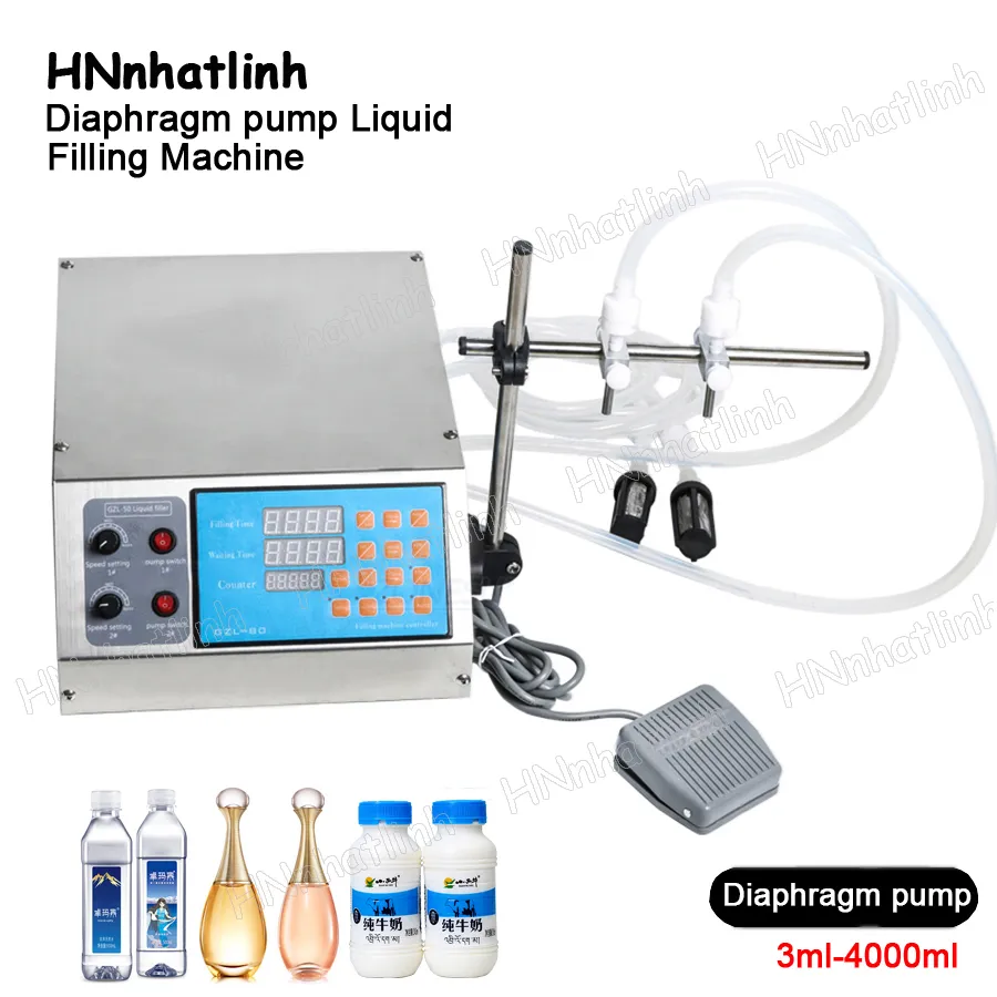 GZL-80 3ml-4000ml Double Nozzles Filling Machine Diaphragm pump Drink Milk Water Oil Perfume Small Bottle Liquid Filler