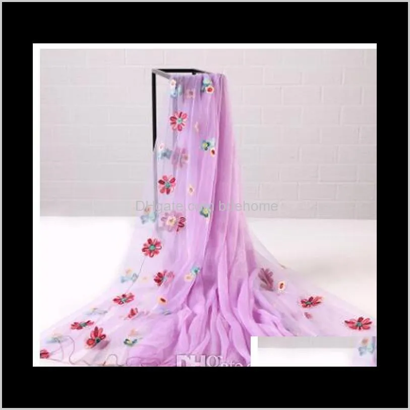 women scarf chiffon flower embroidery shawl scarf hijab wrap headband ladies muslim hijabs scarf gb249