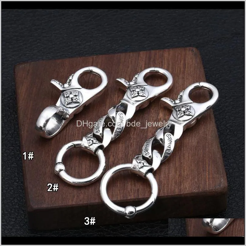 Rings JewelryBrand 925 Sterling Vintage Handmade Chain American European Antiqeu Sier Fashion Aessories Key Ring Punk Drop Delivery 2021 EFKY EFKY