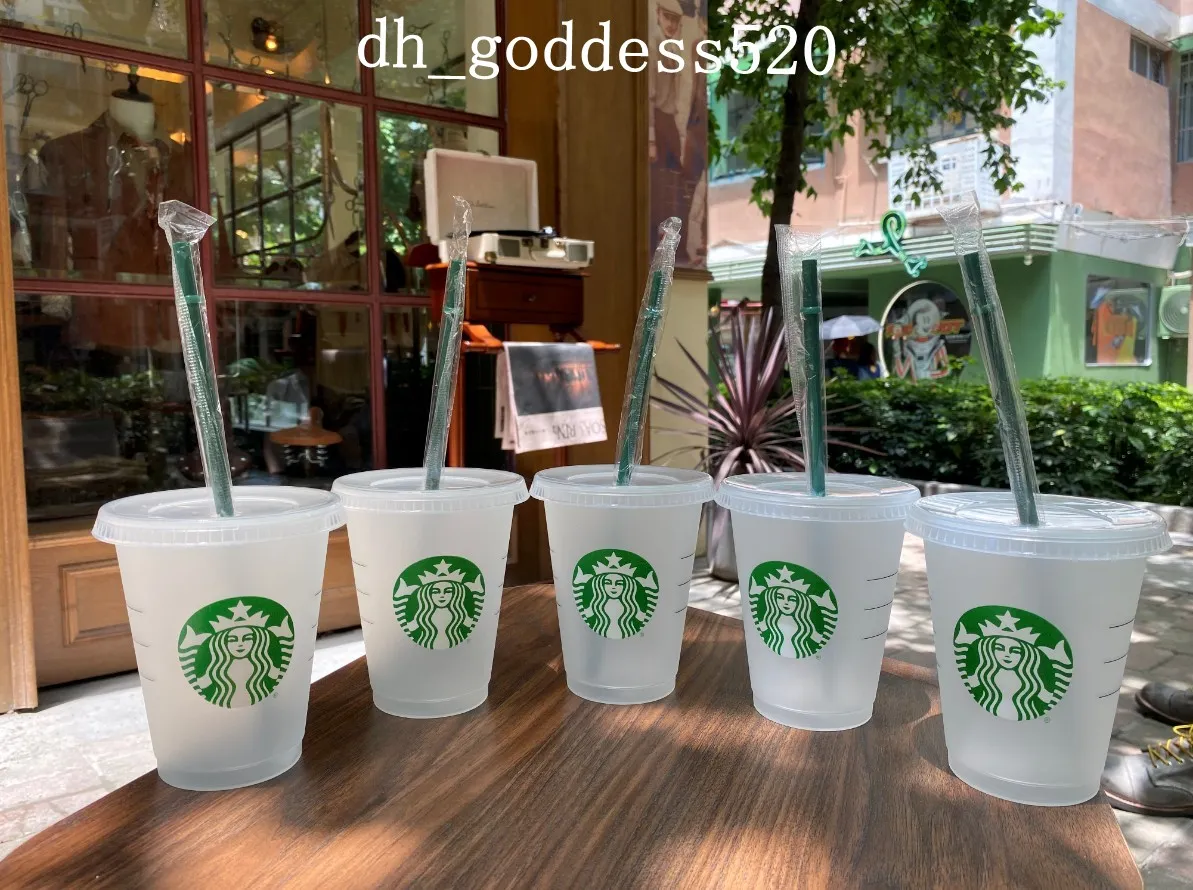 スターバックスマーメイド女神16oz / 473mlプラスチックマグマグタンブラー再利用可能なわら牛乳茶冷水カップ50pcs