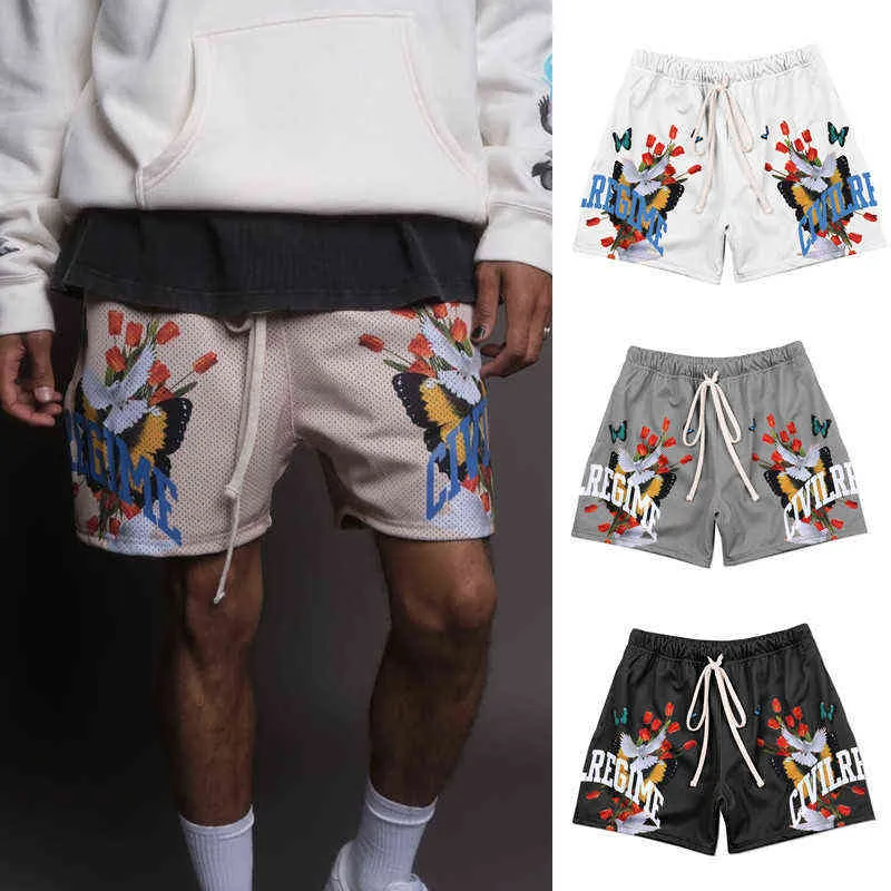 2021 Streetwear Shorts Men Bandana Pattern Mode Sommar Shorts Hip Hop Casual Andas Mesh Man Casual Pants H1210
