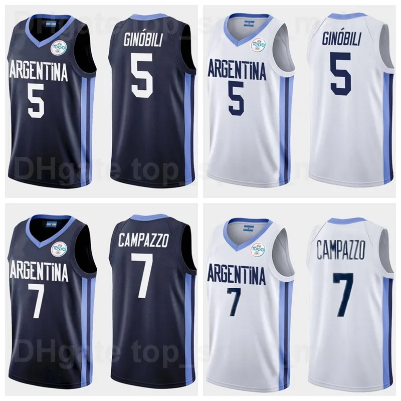 2021 Tokyo Argentina Basketball Jersey 7 Facundo Campazzo 5 Manu Ginobili 4 Luis SCOLA 29 Patricio GARINO 14 Gabriel DECK 12 Marcos DELIA Man Woman Youth