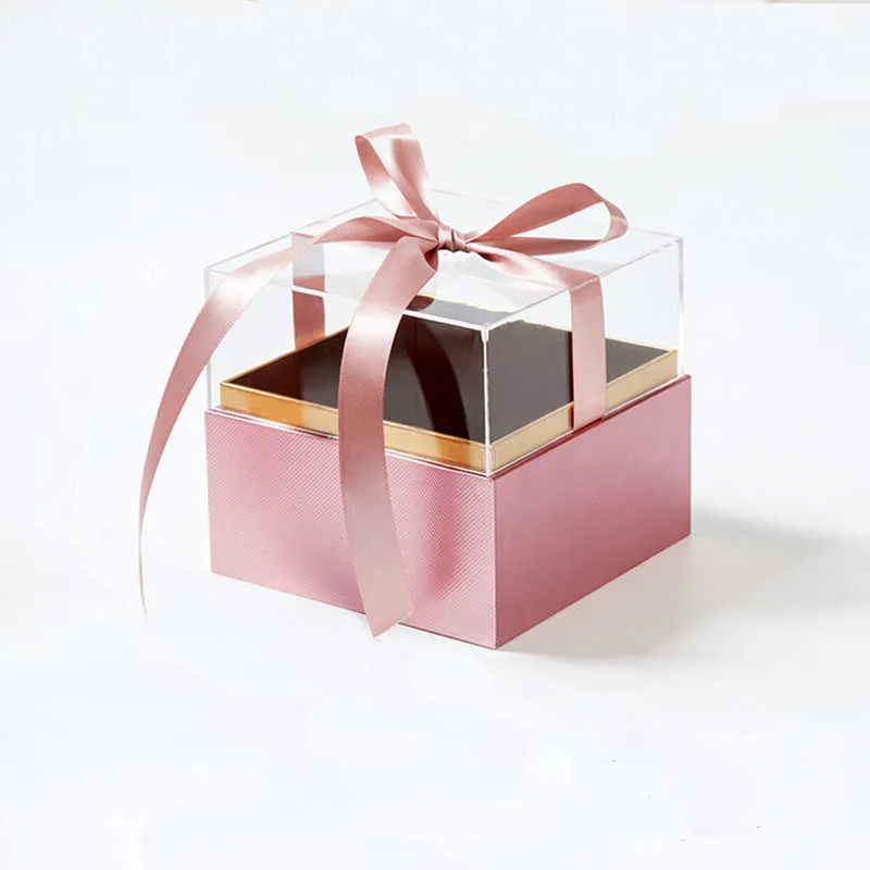 リボンバラのブーケ配置サプライズボックスクラフトDIYプレゼントのお土産ギフト包装箱210724