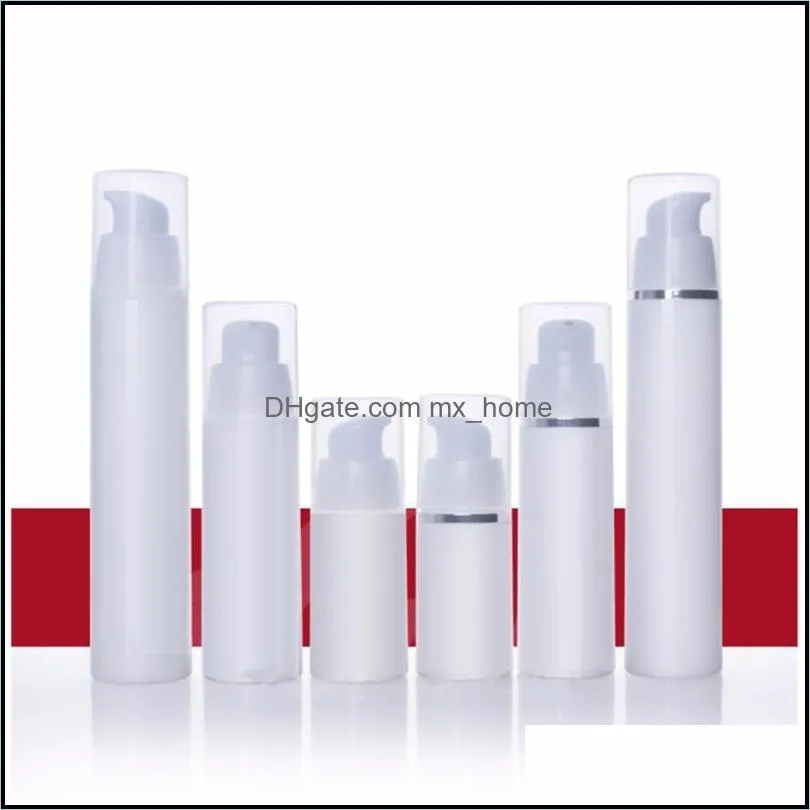 ボトルジャーハウスキー組織ホームガーデン10PCSホワイトエアレスポンプボトル空のクリアキャッププラスチックコンテナフォイルトイレトリP