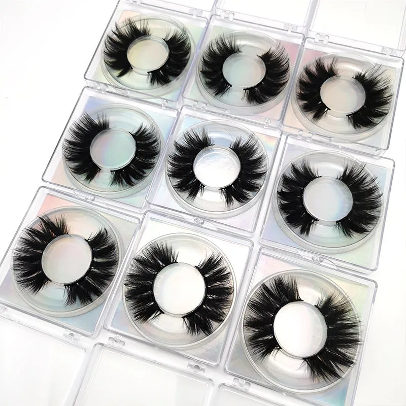 Newest 1Pair Natural Thick False Eyelash with Acrylic Lash box Multilayer 3D Fluffy Lashes Extension Beauty Makeup Tool