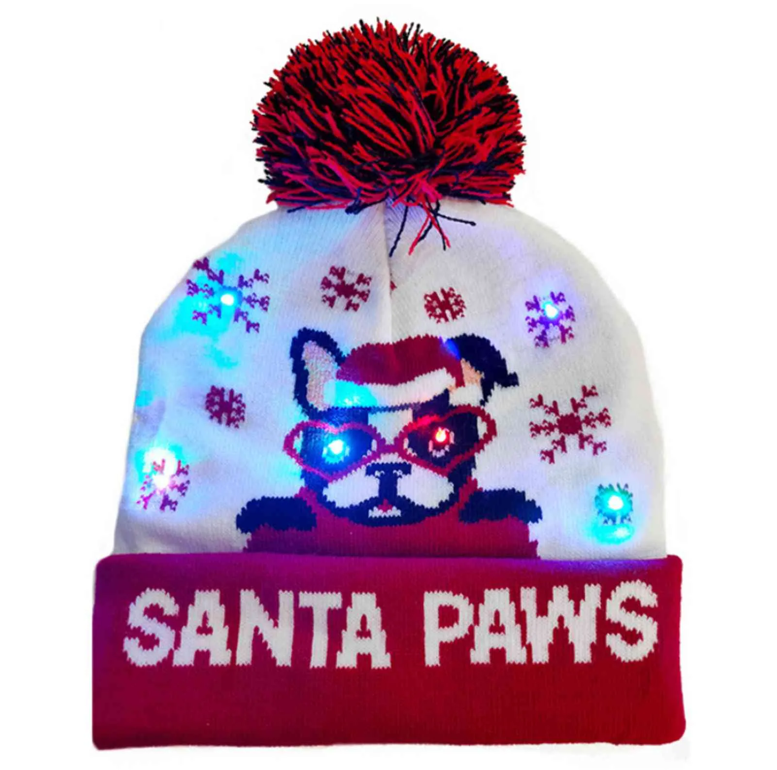 Unisex LED Błyszczące Christmas Hats Knent Beanie Winter Cap